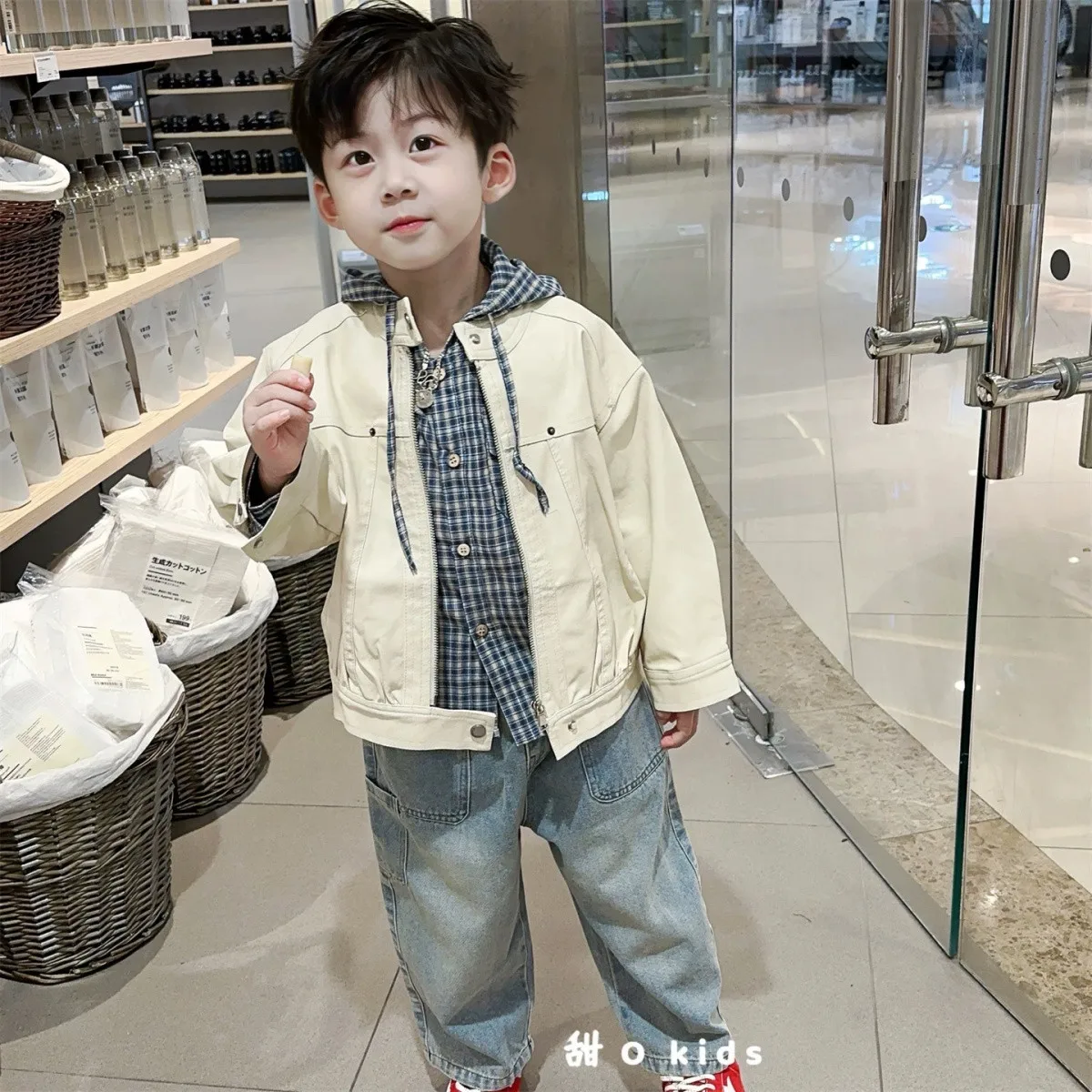 

Children's PU Jacket Spring and Autumn New Product Boys and Girls Versatile Solid Color Leather Coat