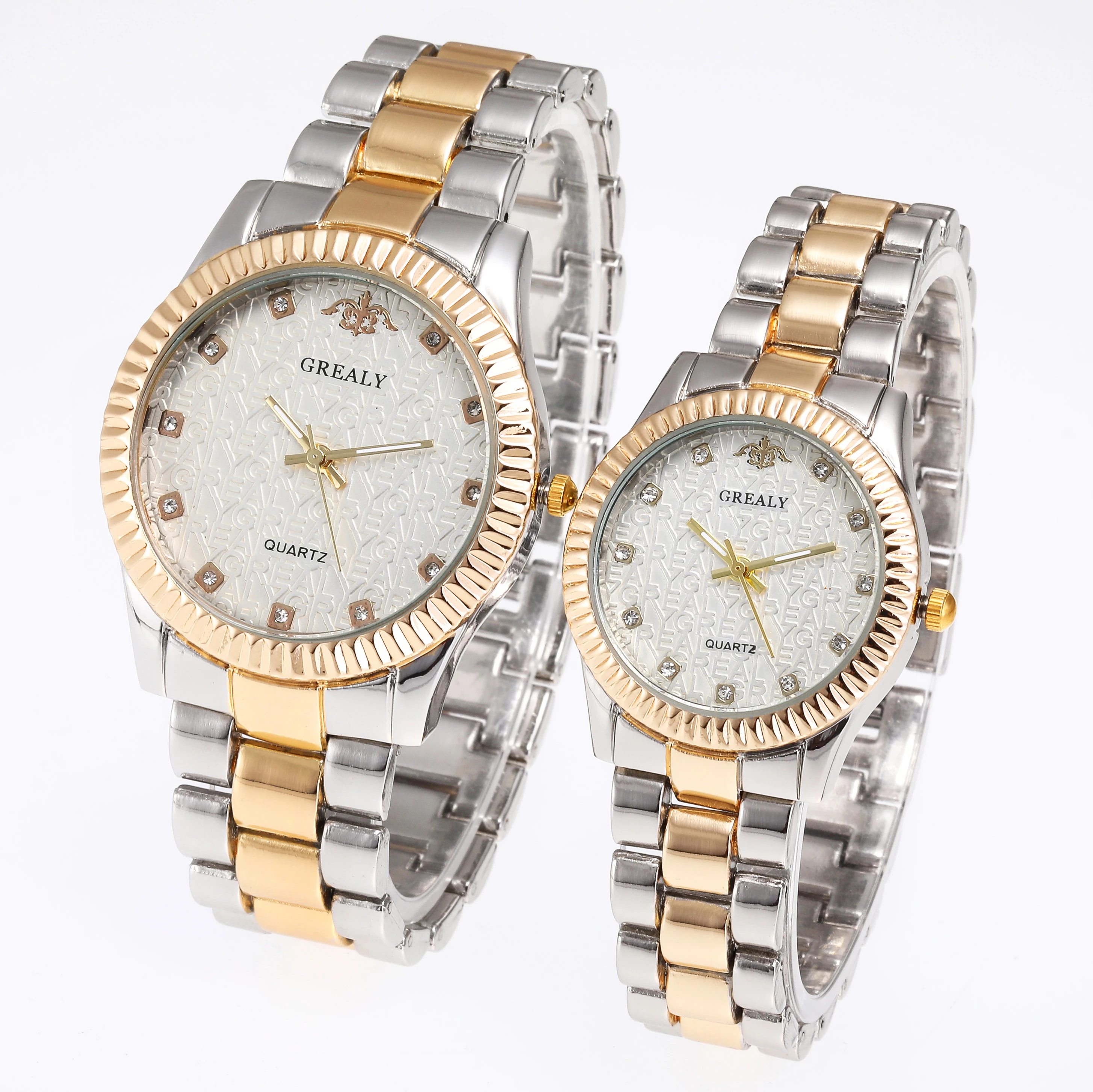 ساعة رجالية كوارتز كاجوال عصرية بسوار فولاذي، ساعات زوجية واحدة للرجال وواحد للنساء