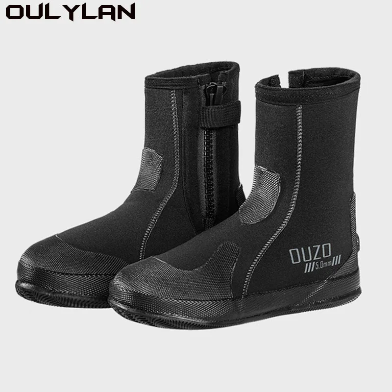 Oulylan 5mm Diving Boots Neoprene Scuba Diving Snorkeling Water Shoes High-top Waterproof Non-slip Fish Hunting Shoes Keep Warm