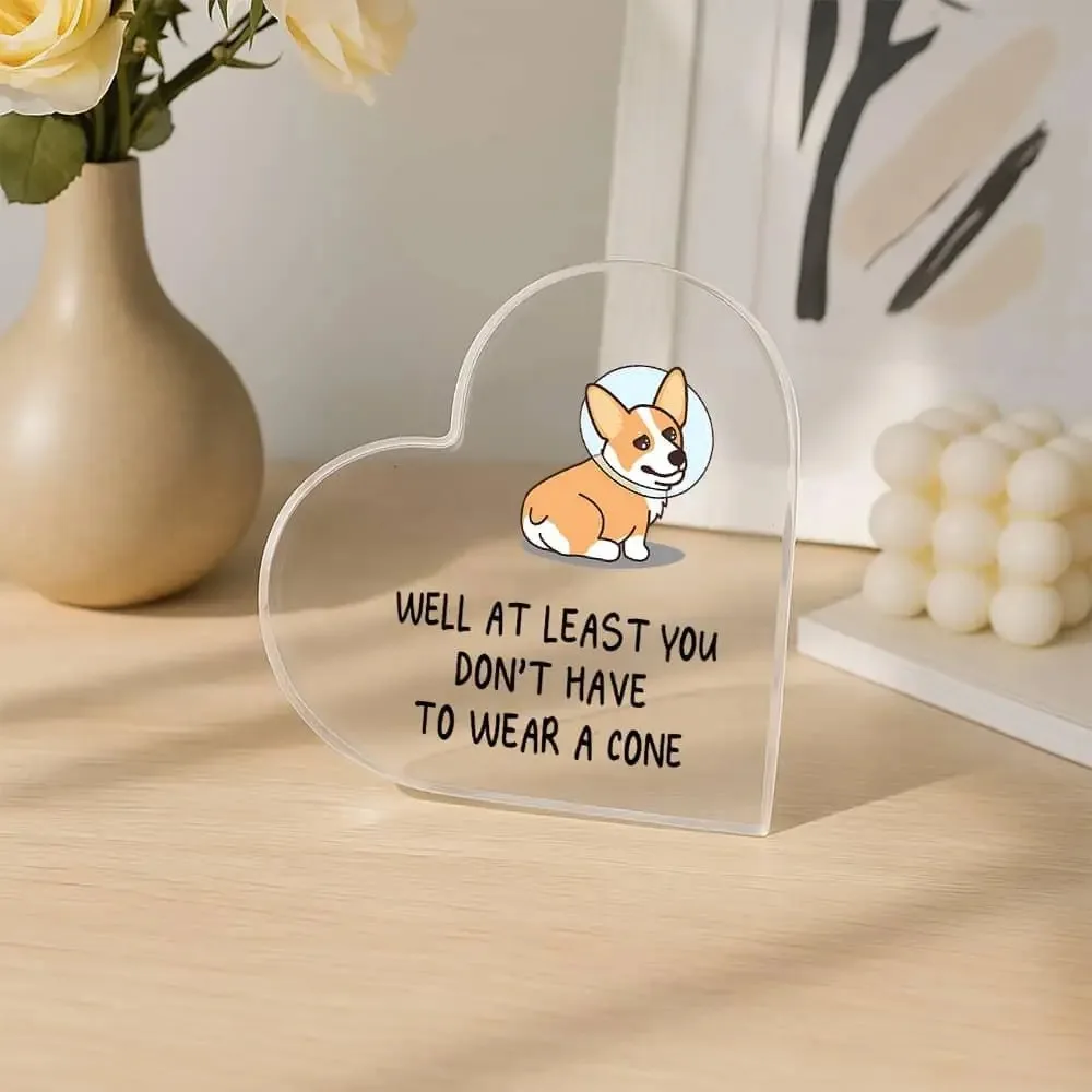 CIFBUY Acrylic Dog Decor Heart Shaped Cute Animal Figure Home Office Kitchen Bedroom Desk Table Shelf Ornament Wall Art Gift for