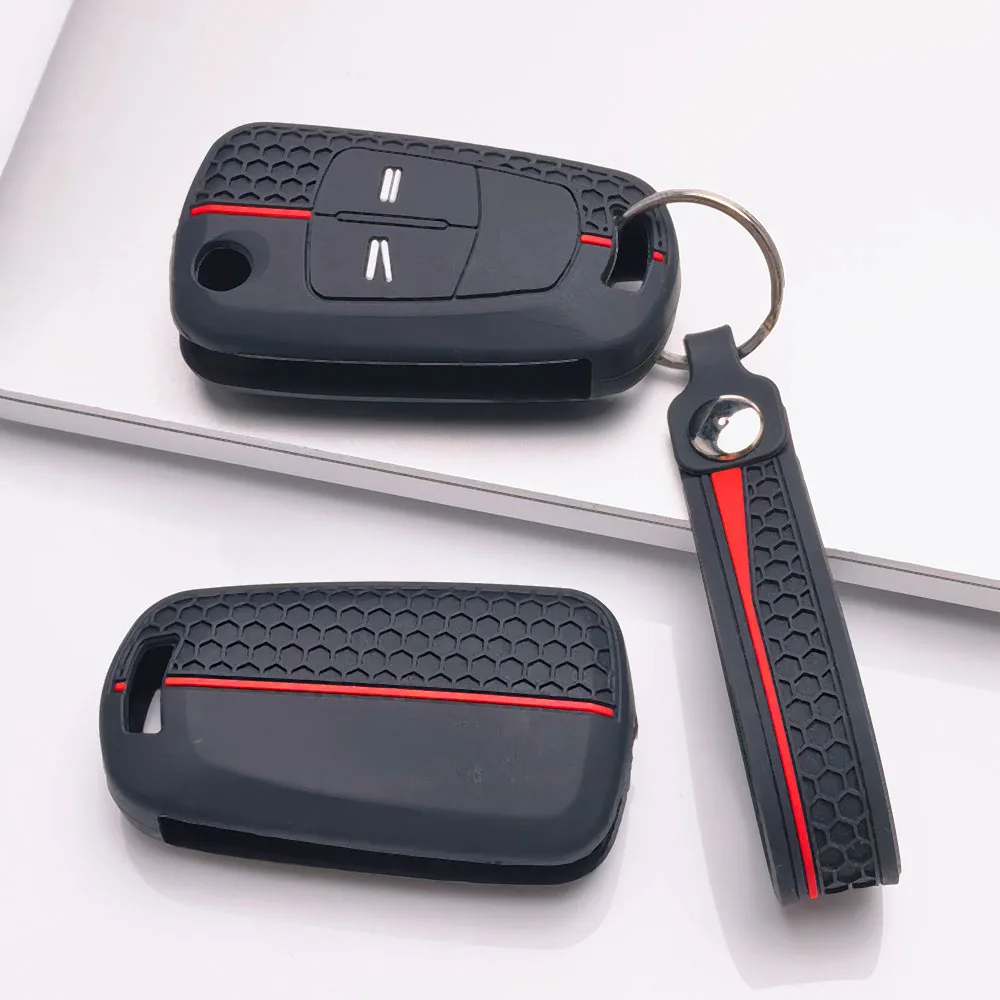 Key Fob Cover for Opel GT Astra Corsa Insignia Vectra Zafira Mokka Meriva Adam with Keychain Anti-Scratch Shockproof Soft Grip