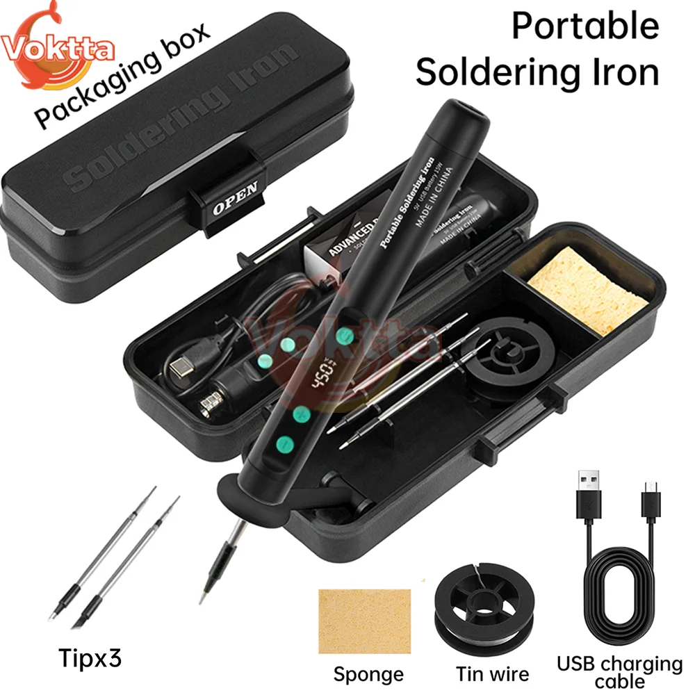 

5V 15W USB Type-C Soldering Iron Kit Intelligent Temperature Adjustable Electric Soldering Iron Wireless Repair Welding Tools