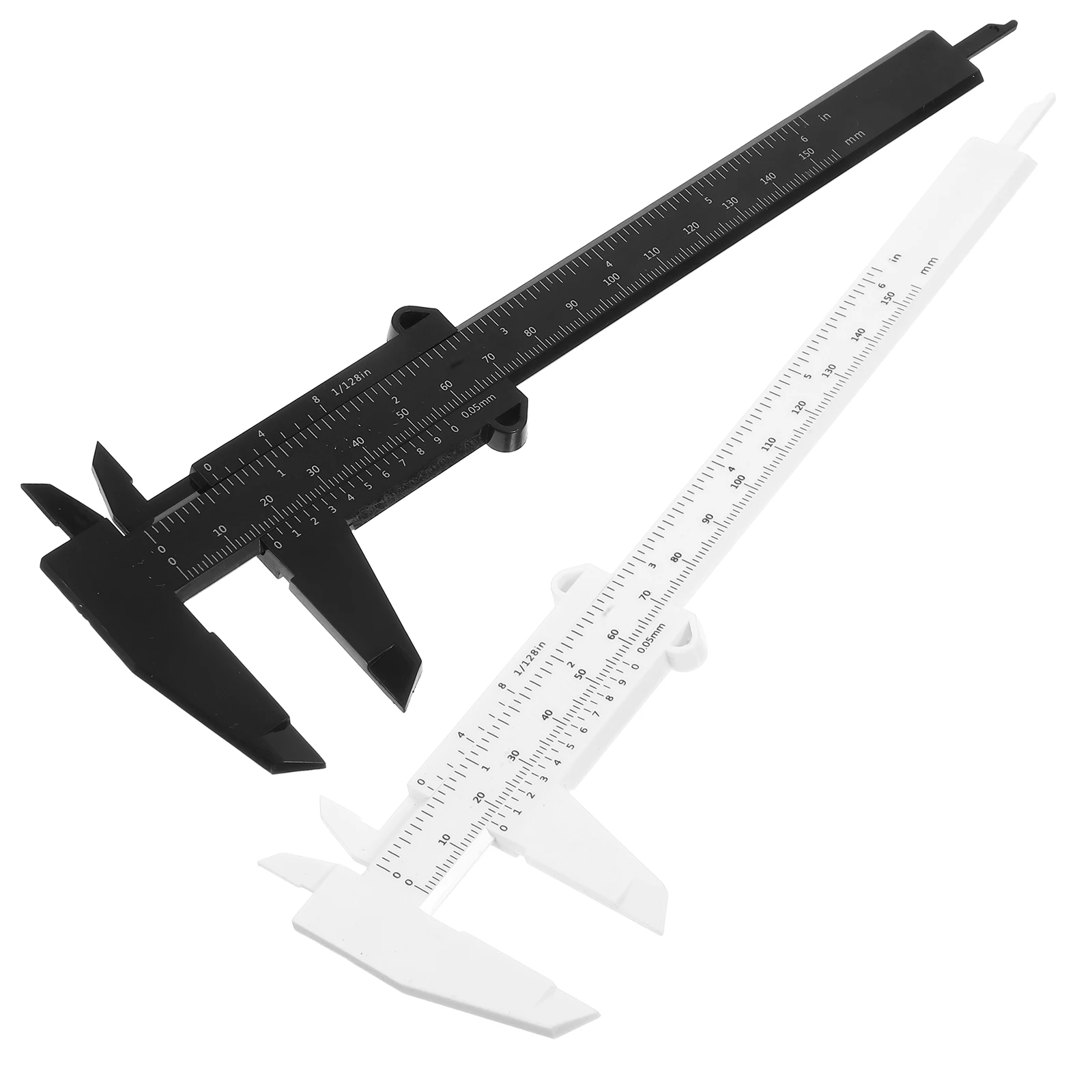 

2pcs Plastic Caliper Measuring Tool Dual Head Clear Scales Portable Carpentry Edge Ruler Metal Slider Precision