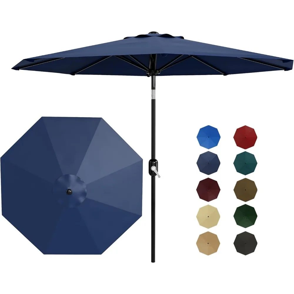 

10Ft Patio Umbrella - 8 Sturdy Ribs Outdoor Table Umbrella with Crank Lift & Push Button Tilt, Market Umbrella for Pool, Garden