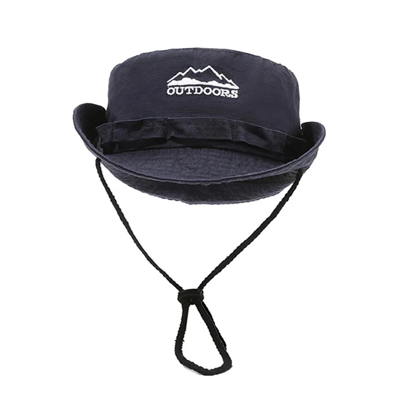 Cappelli da pescatore da uomo all\'aperto Estate Anti-UV a tesa larga Panama Caccia Cappello da trekking Lettera Ricamo Cappello da pescatore