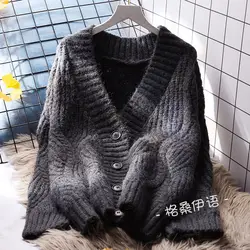 Sweater Cardigans Button Woman Top Autumn Winter Knitted Korean Loose Long Sleeve Elegance Sweet Casual Young Fairycore