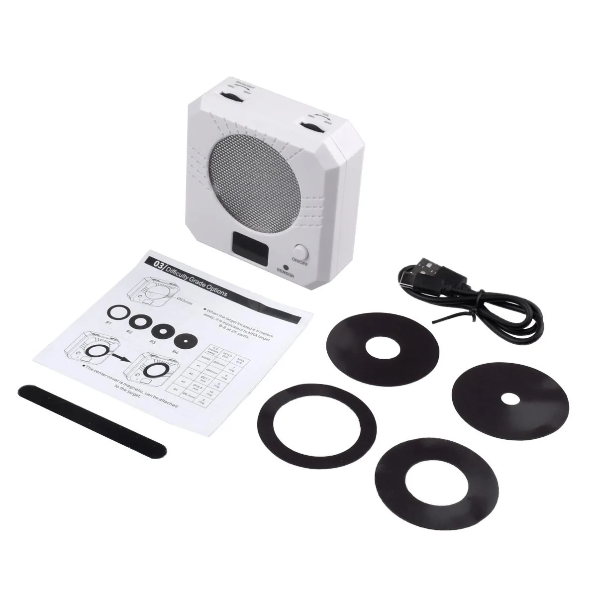 

Перезаряжаемая лазерная мишень для сухой стрельбы, 5 уровней сложности, 4 способа установки, регулируемая яркость и громкость.