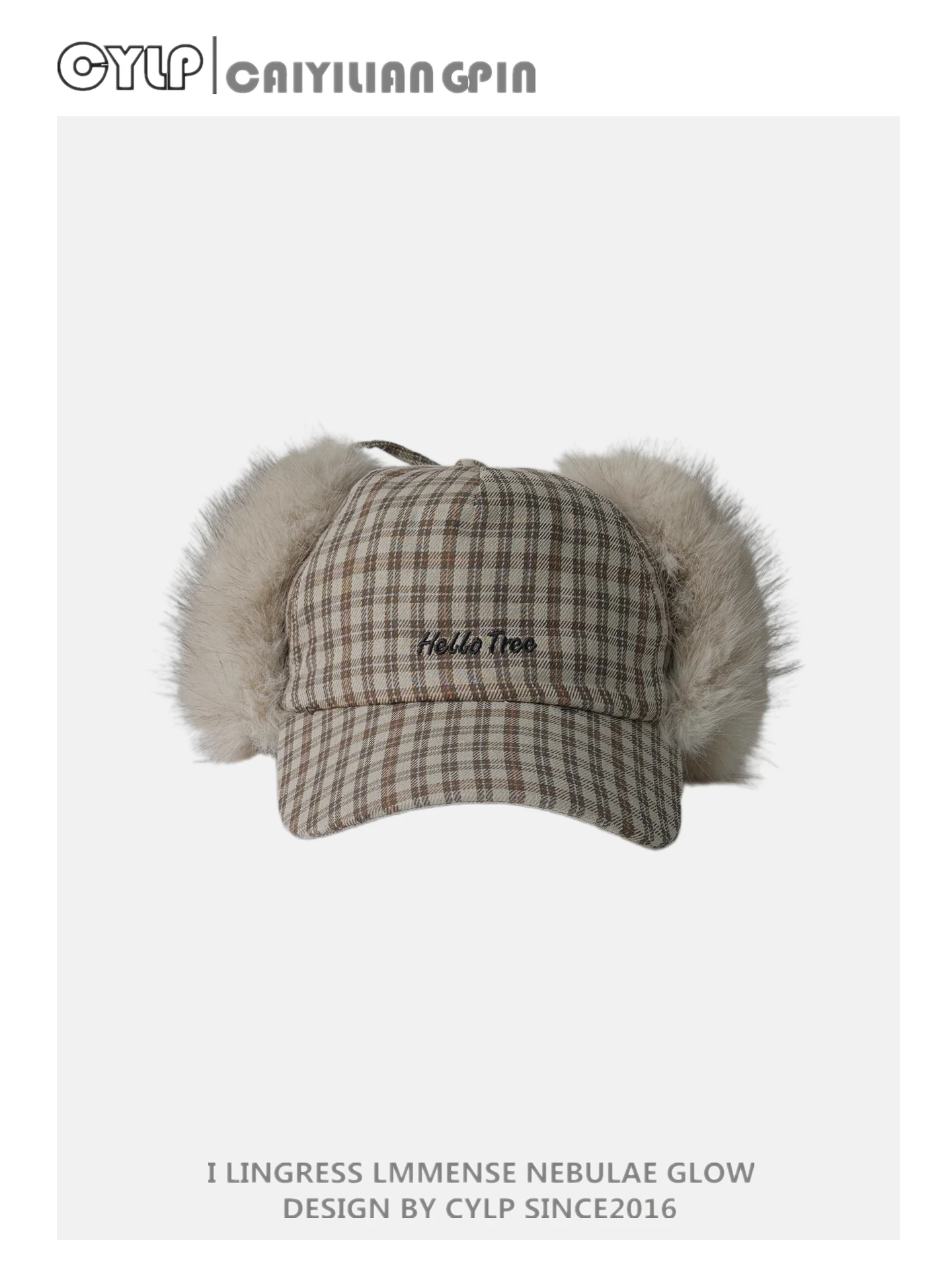 Plaid Plush Lei Feng Hat for Men and Women, Fleece-Lined, Warm, Cold-Proof, Ear Protection, Aviator Hat, Baseball Cap, Trendy