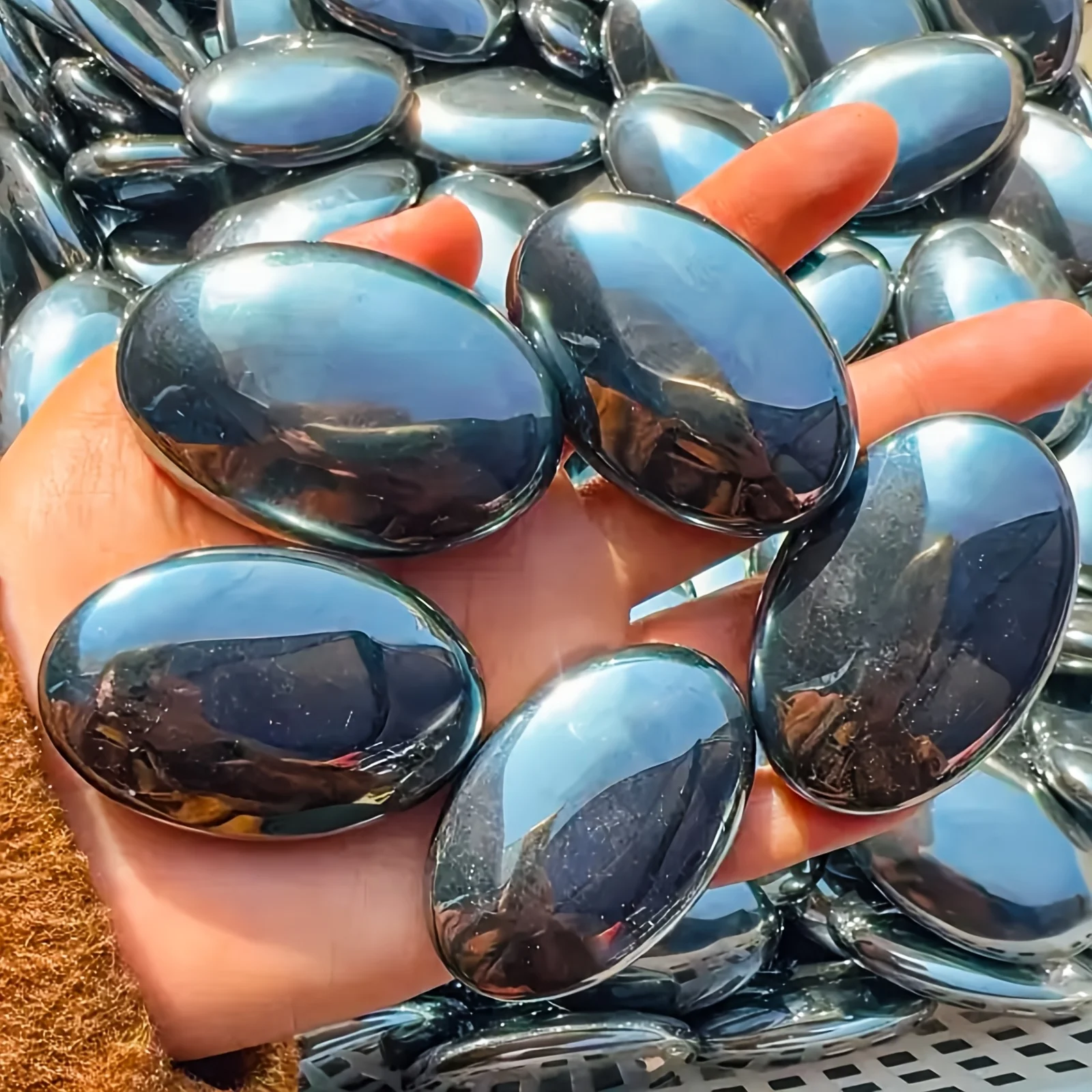 Terahertz Pocket Stones, Worries Stone, Exquisite and Smooth Compact Palm Stone, Holiday Gift, Home Decor