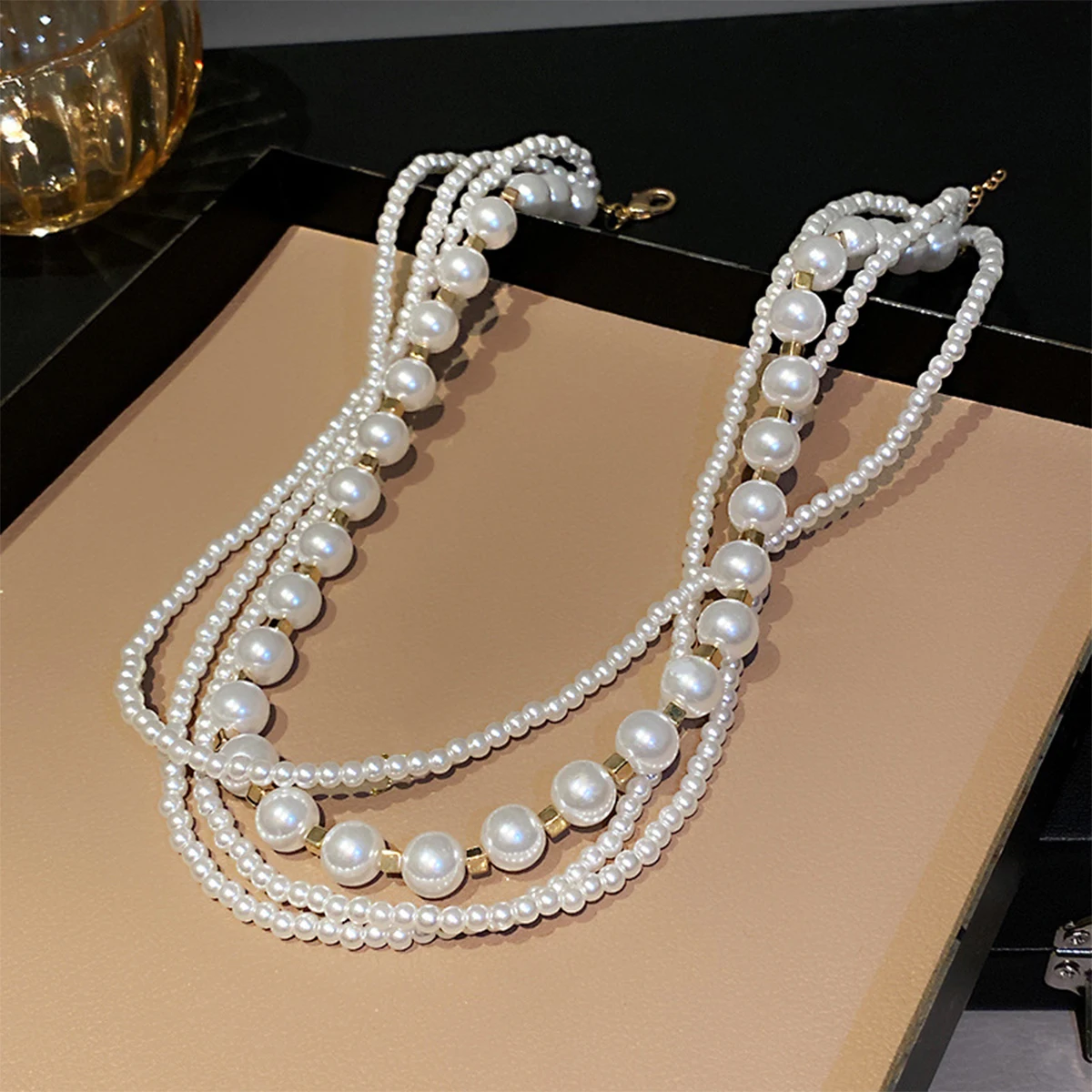 Pearls Necklace Statement Big White Imitation Pearl Choker Necklace Clavicle Chain Fashion Necklace For Women Wedding Jewelry
