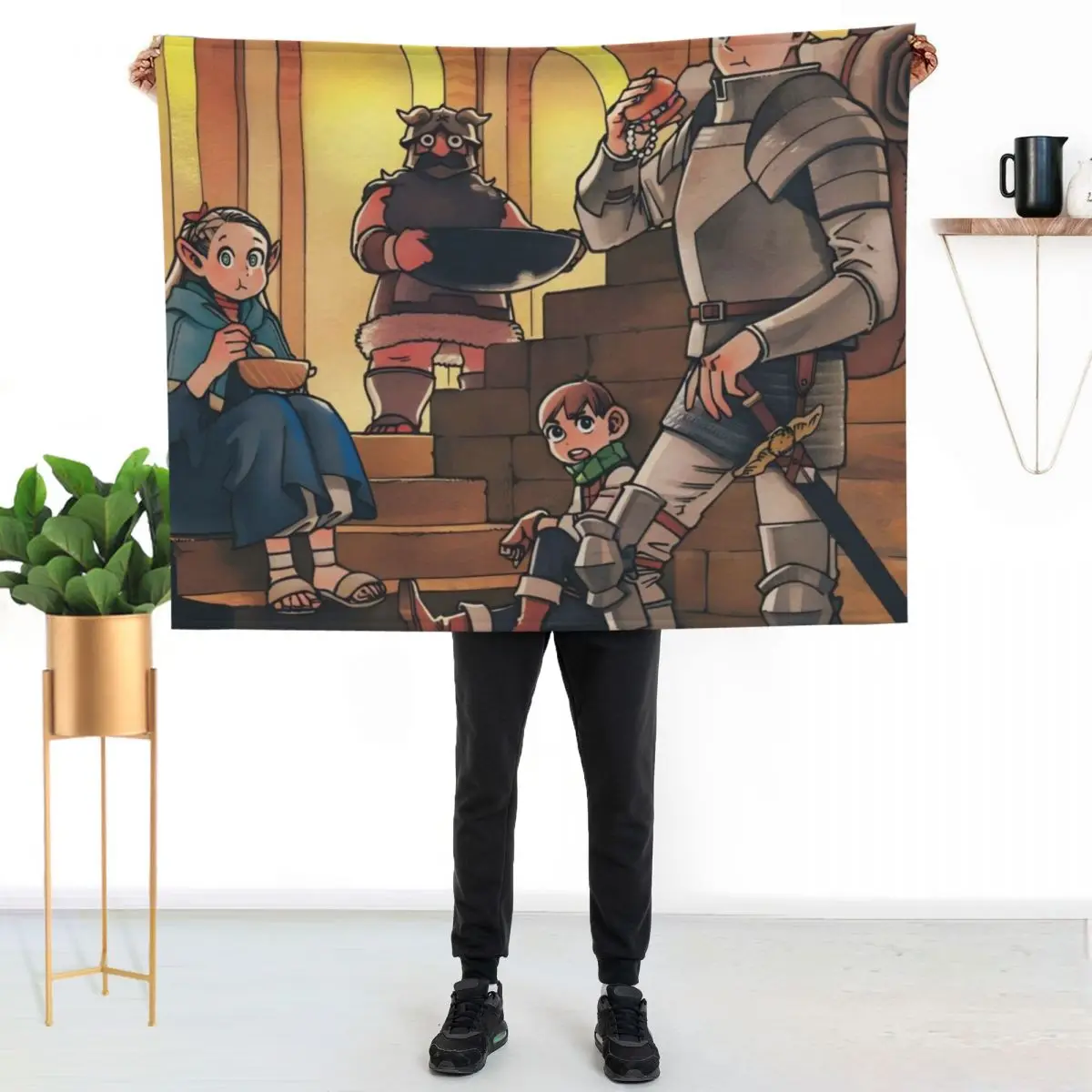 Delicious in Dungeon Looking Cute while Eating Meal Throw Blanket Thermal wednesday Retros Heavy Comforter Blankets