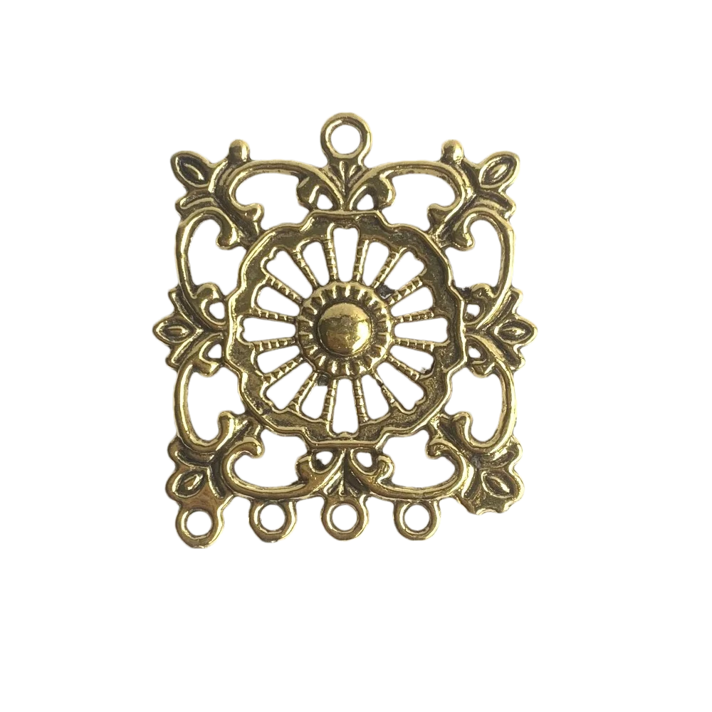 4PCS Antique Gold & Silver Color Large Tribal Multi Strand Flower Connector Charms Pendants for Necklace Jewelry Making EF4158