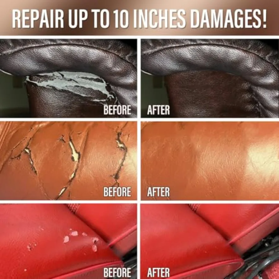 Leather Repair Kit for Furniture, Sofa, Jacket, Car Seats and Purse. Vinyl Repair Kit. Super Easy Instructions to Match Any Col view 3