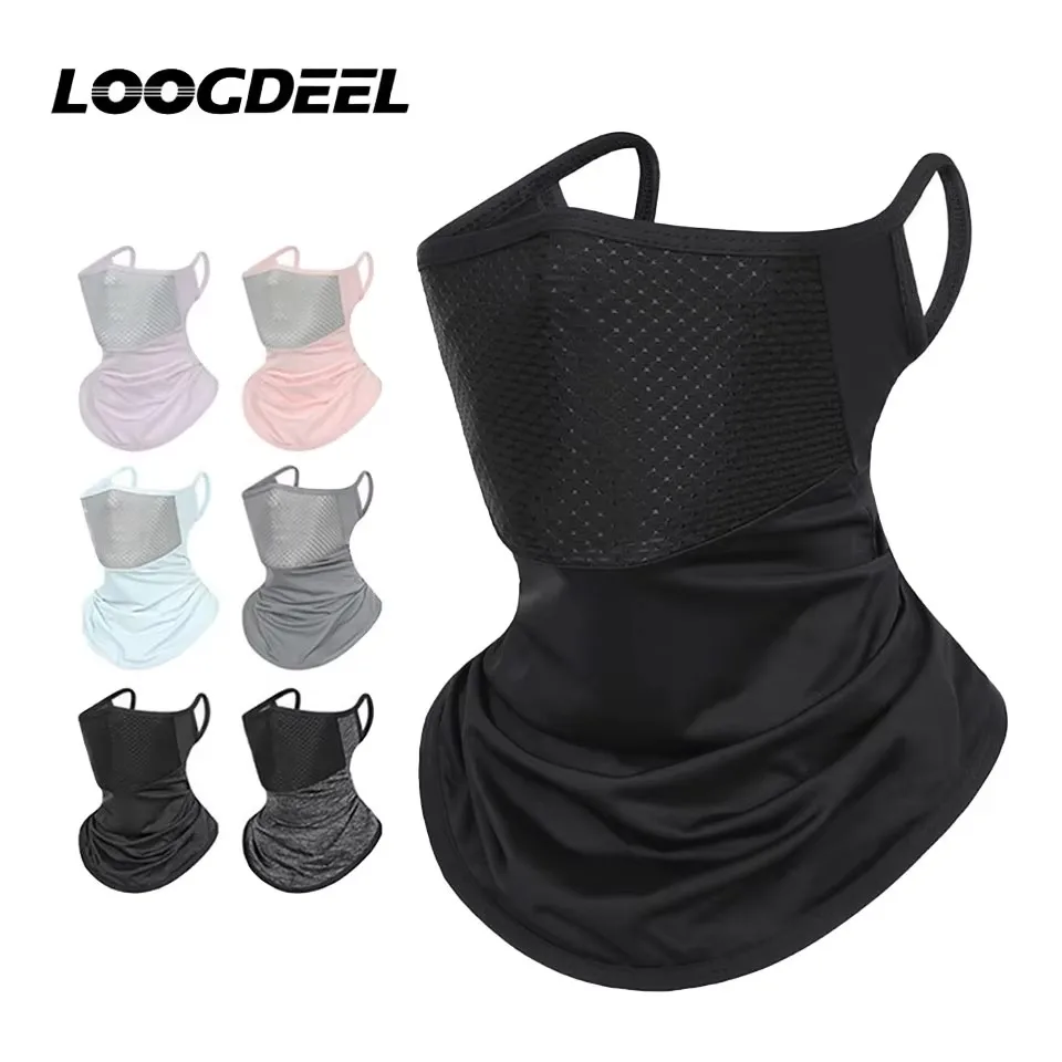 AliExpress NONE LOOGDEEL Summer Ice Silk Mask Sun Protection Anti-UV Mesh Quick Dry Face Cover Breathable Dustproof Neck Protection Hanging Ear
