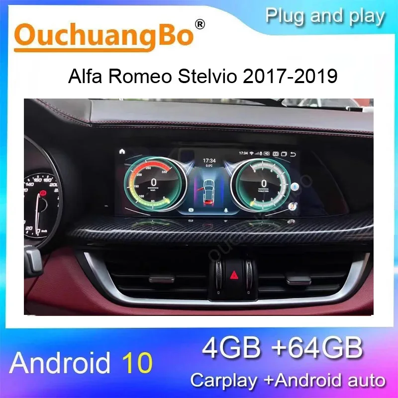 Ouchuangbo radio recorder for 10.25 inch Alfa Romeo Stelvio 2017-2019 android 10 Qualcomm stereo gps navigation