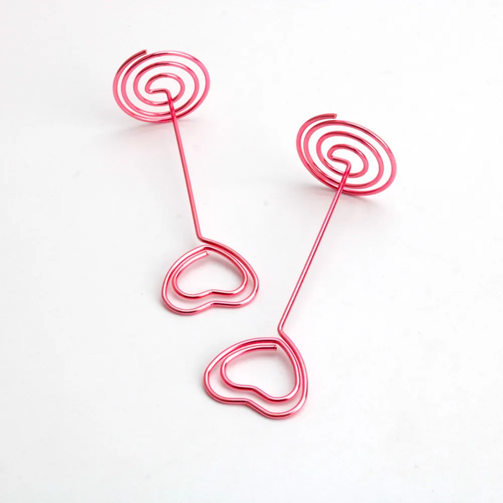 12Pcs Pink Heart Photo Holders with Spiral Base – Table Number Display for Wedding, Office, Party Decor
