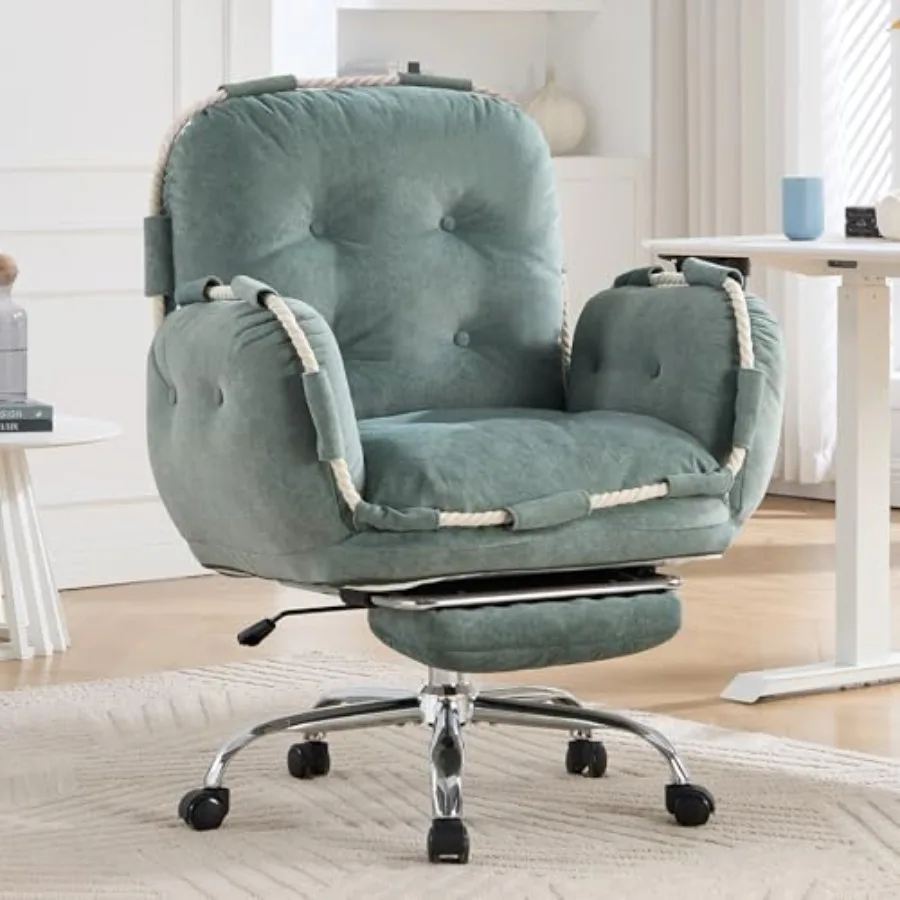 Comfortable criss-cross office chair with footrest, flip-up armrests, reclining back support, smooth-rolling wheels, ideal for