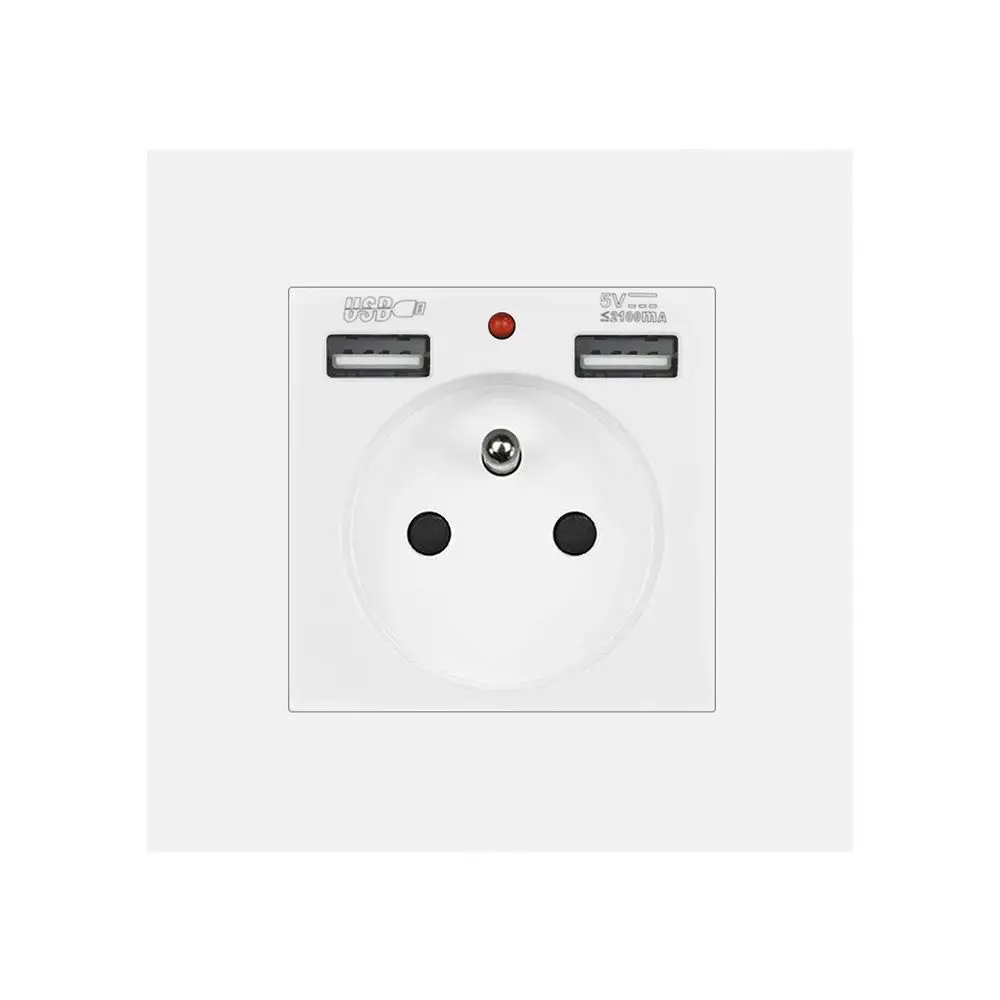 VISWE Wall USB Power Socket 5V 2.1A EU France Electrical Outlet 16A Dual USB Port Plug IOS Android Phone Charging Port Socket