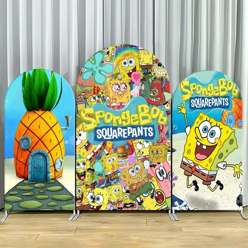 

SpongeBob SquarePants Arch Backdrop Cover Cartoon Character Party Decor Elastic Fabric Event Photo Background Celebration Decor