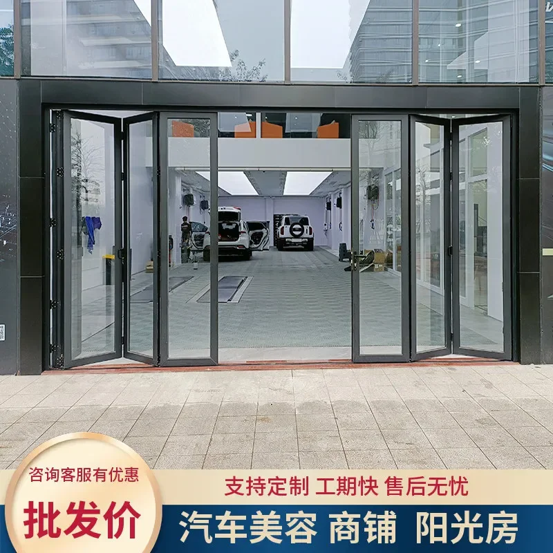 Heavy Duty Aluminum Alloy Folding Partition Door Glass Sliding Window for Car Wash Shop Balcony
