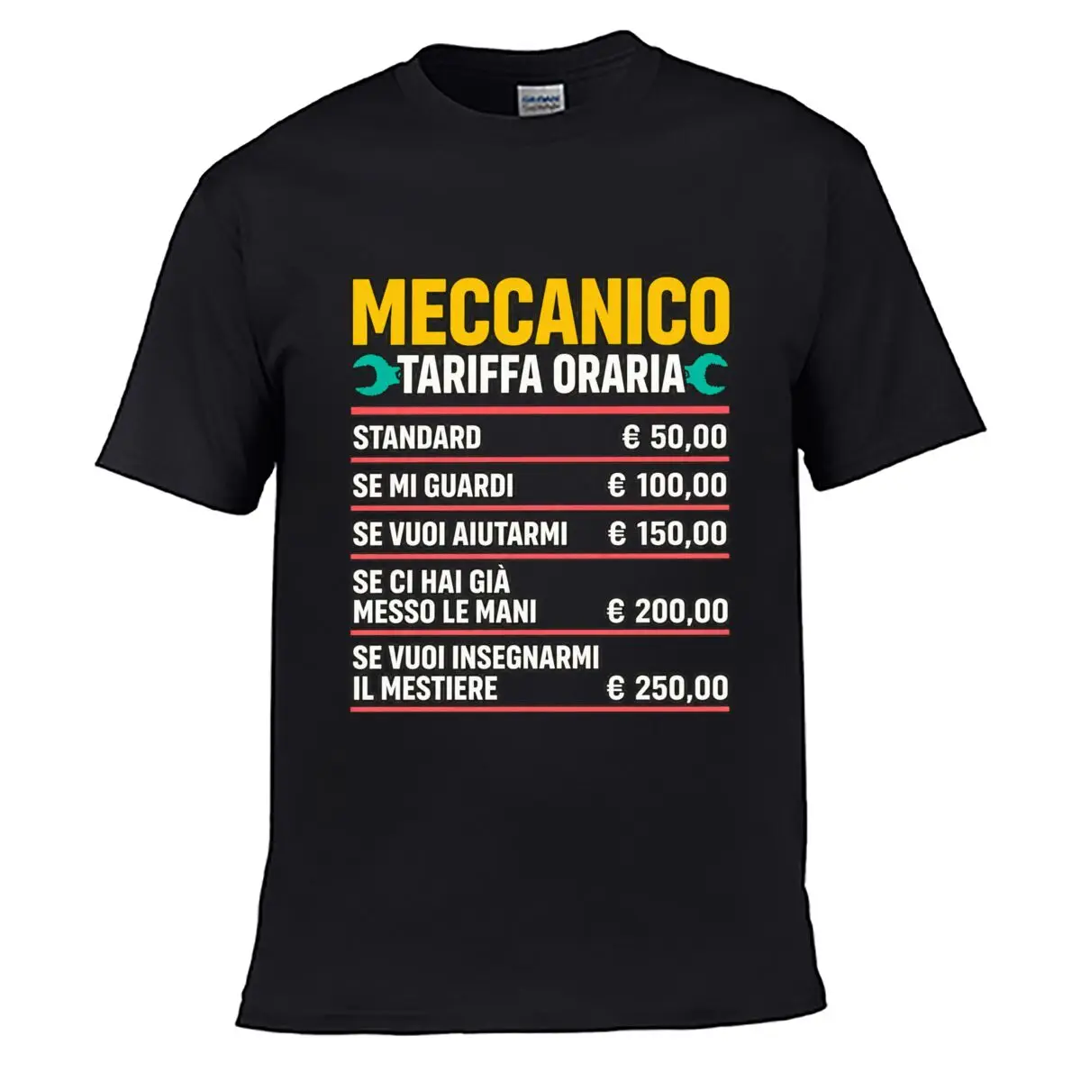 Meccanico Tariffa Oraria Standard Euro 50 100 150 200 250 Solid Washed Vintage Tee Distressed Loose