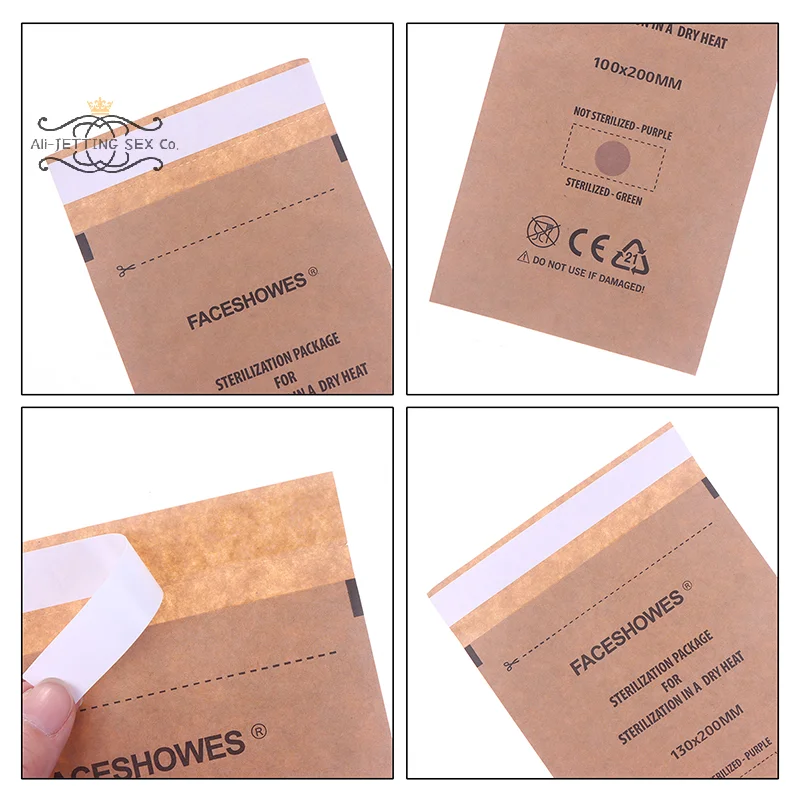 100 個使い捨て消毒クラフトバッグネイル滅菌器マニキュアバッグ滅菌消毒機クリーンポーチバッグ