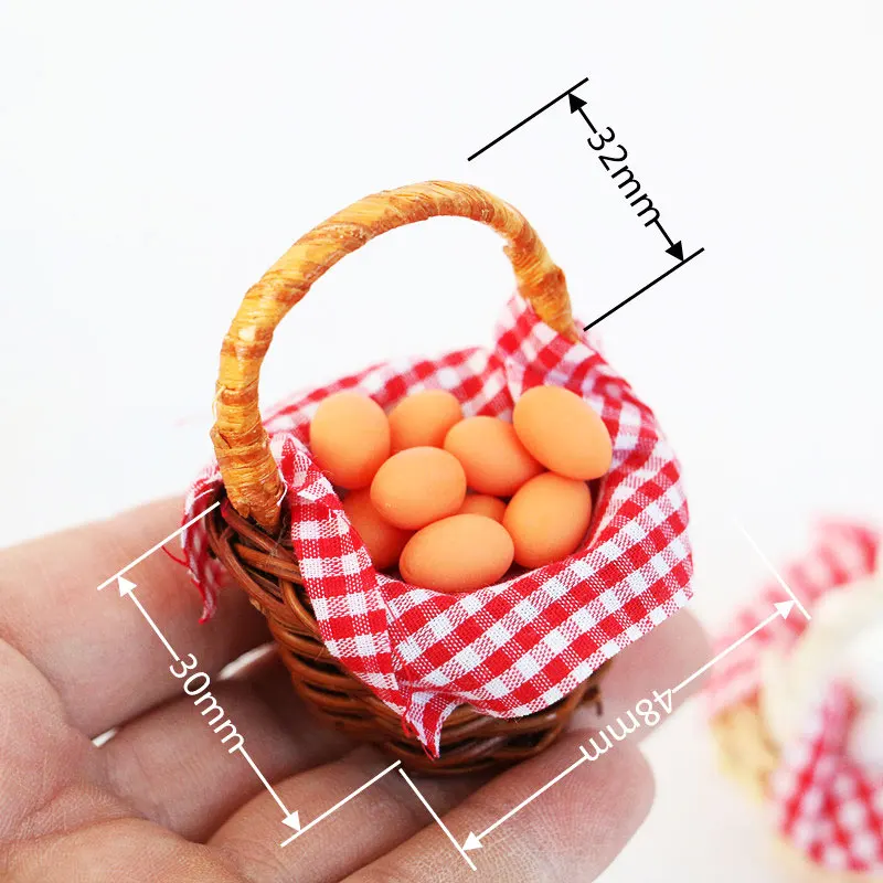 Miniature Food Toys Mini Egg with Trays Or Basket Model For Barbie OB11 Doll 1/12 Dollhouse Kitchen Accessoire Kids Pretend Play