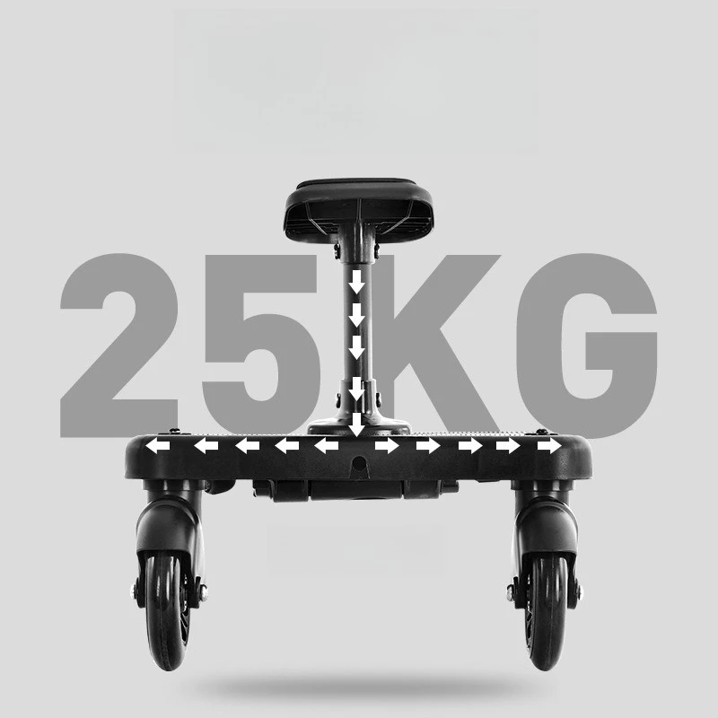 مقطورة عربة أطفال مزدوجة غير قابلة للانزلاق مع لوحة خطوات خلفية قابلة للفصل - تصميم محمول قابل للطي لملحقات سفر الطفل المستقرة #4