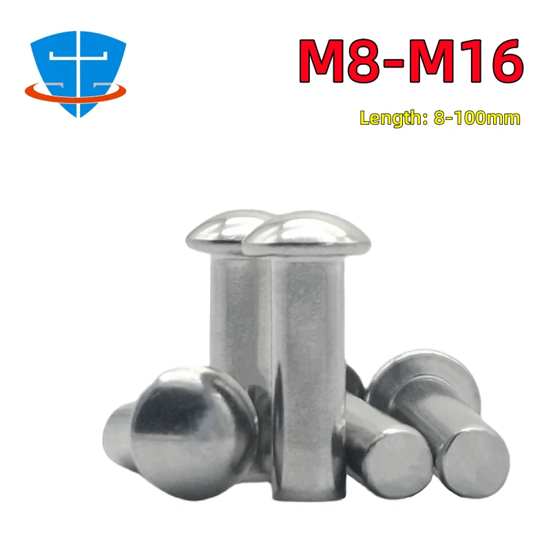 

10/2pcs 304 Stainless Steel Solid Round Head Rivet M8 M10 M12 M14 M16 Self-Plugging Rivet Length 8~100mm GB867