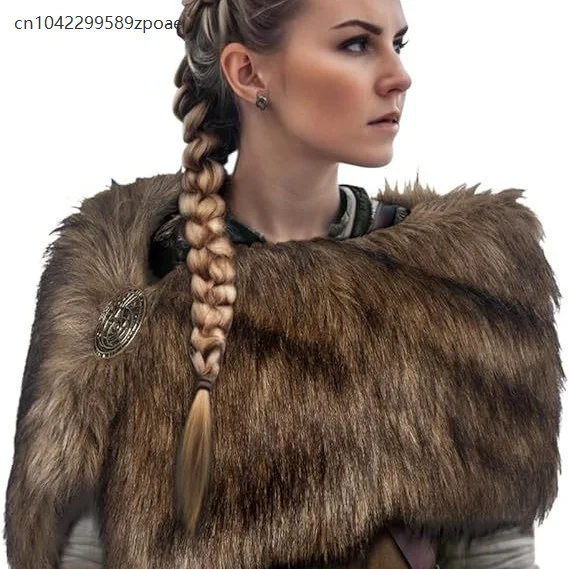 

Women's Medieval Gothic Steampunk Viking Faux Fur Vintage Cape and Wrap Fur Shawl Masquerade Performance Costume Accessories