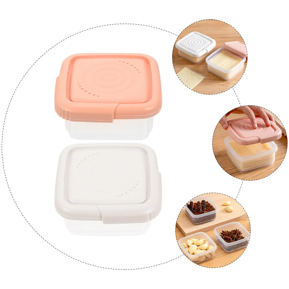

2pcs Cheese Storage Container For Fridge Fresh Keeping Food Boxes Butter Slices Small Boxes Multi-Function Kitchen Supply Fridge