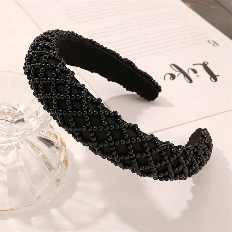 Luxo Pearl Wide Headbands para Mulheres, Fêmea Cabelo Bandas, Headwear Moda, Cabeça Hoop, Acessórios, Meninas