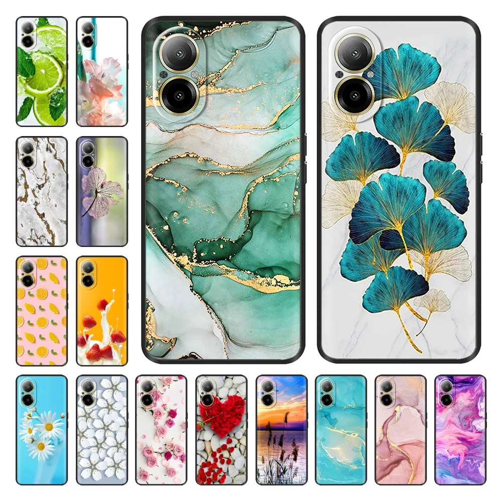 

For Realme C67 4G Case 6.72" New Fashion Painted Cover Black Silicone Soft TPU Phone Cases For Oppo Realme C67 C 67 C67 4G Shell