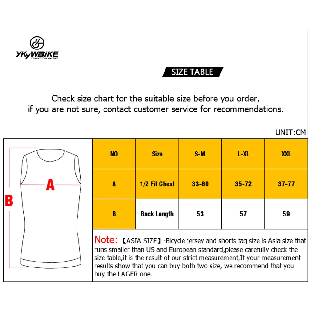 YKYWBIKE Cycling Vest High Elastici Cycling Base Layer Jersey MTB Road Bike Bicycle Vest Running Sport Cycling Underwear 4Color