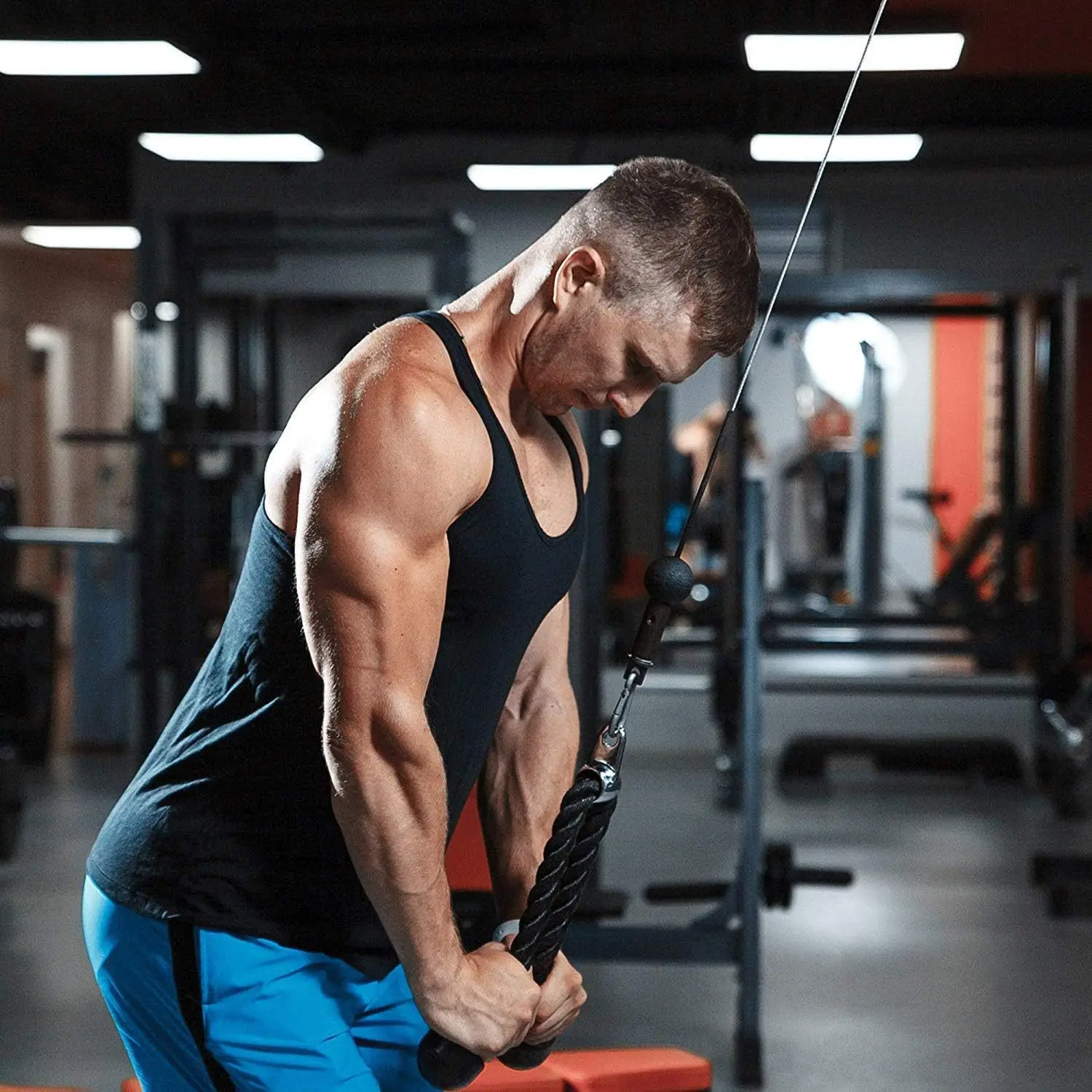 Arm strength rope, bow biceps, pull rope, downward pressure training, triceps, handle stretching, high elasticity, high and low