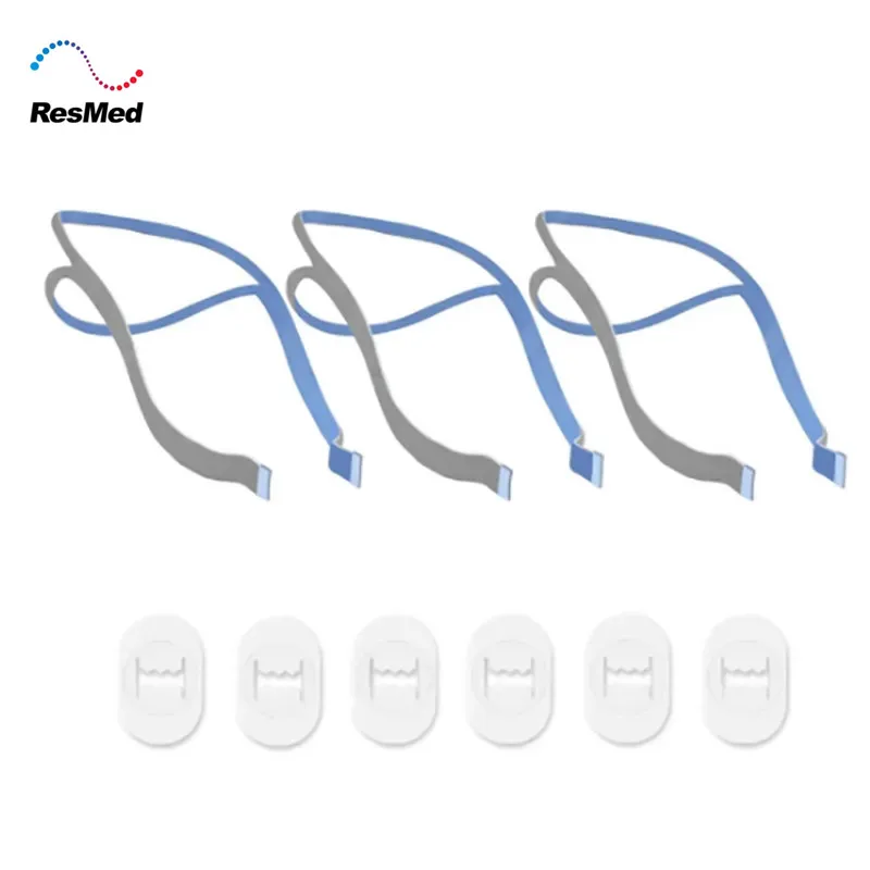 3pcs Resmed copricapo di ricambio Airfit P10 cuscino nasale cinghie per maschera CPAP incluse 3 cinghie e 6 clip di regolazione