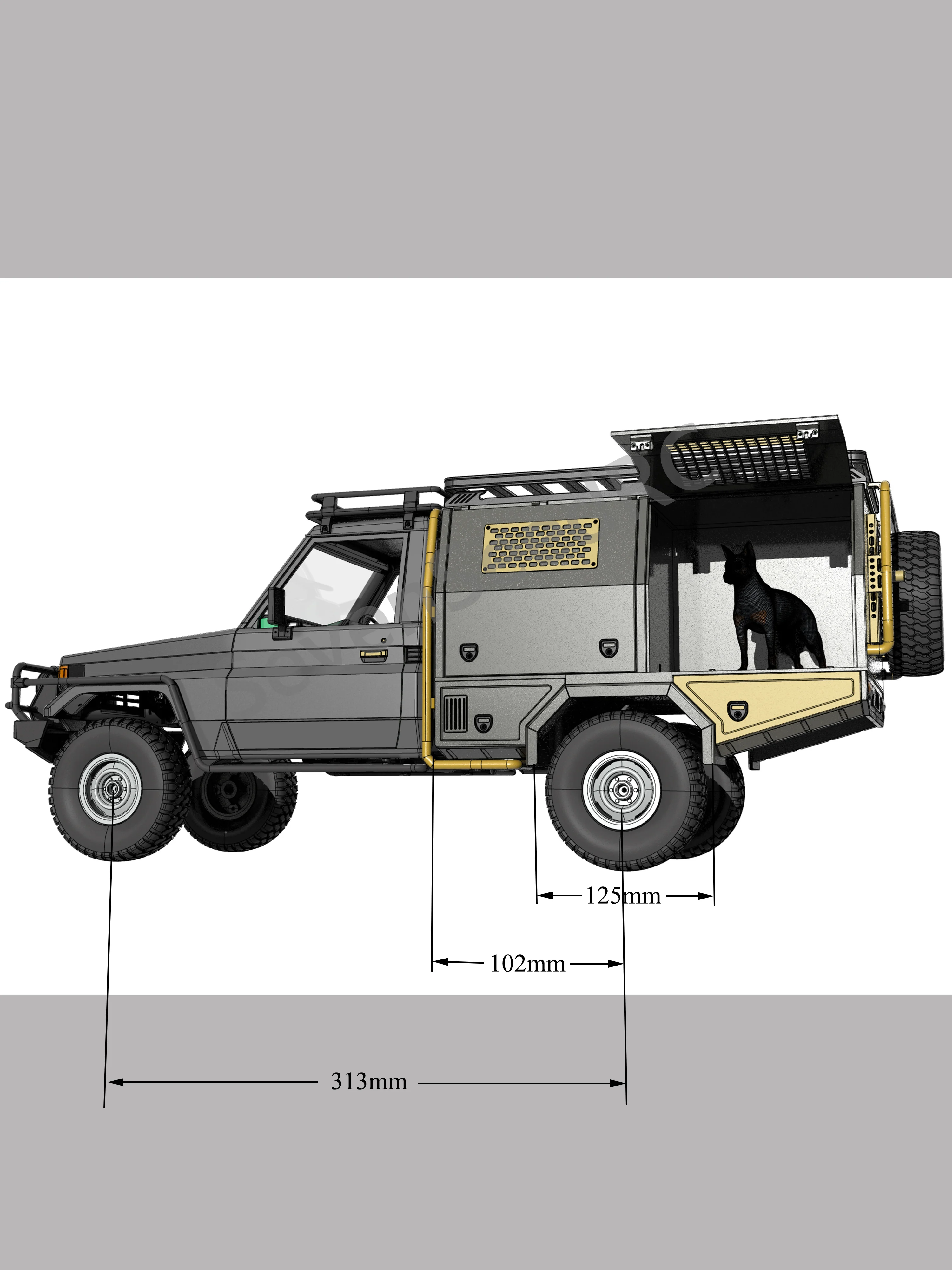 3d Printed Car Body Kit LC FJ75 313/324 WHEELBASE SCX10 TRX4 NT4 JT4 RGT AT4