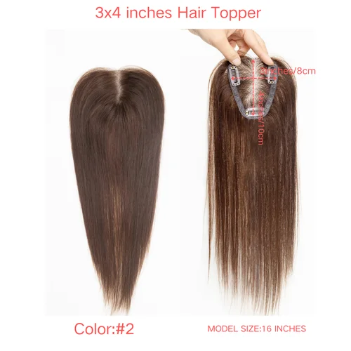 Imagen 2 del producto Postizos para Mujer, Cabello 100% Humano, con Partidura Media, Postizo con Base de Encaje, Extensiones de Cabello con Clip, Aspecto Natural