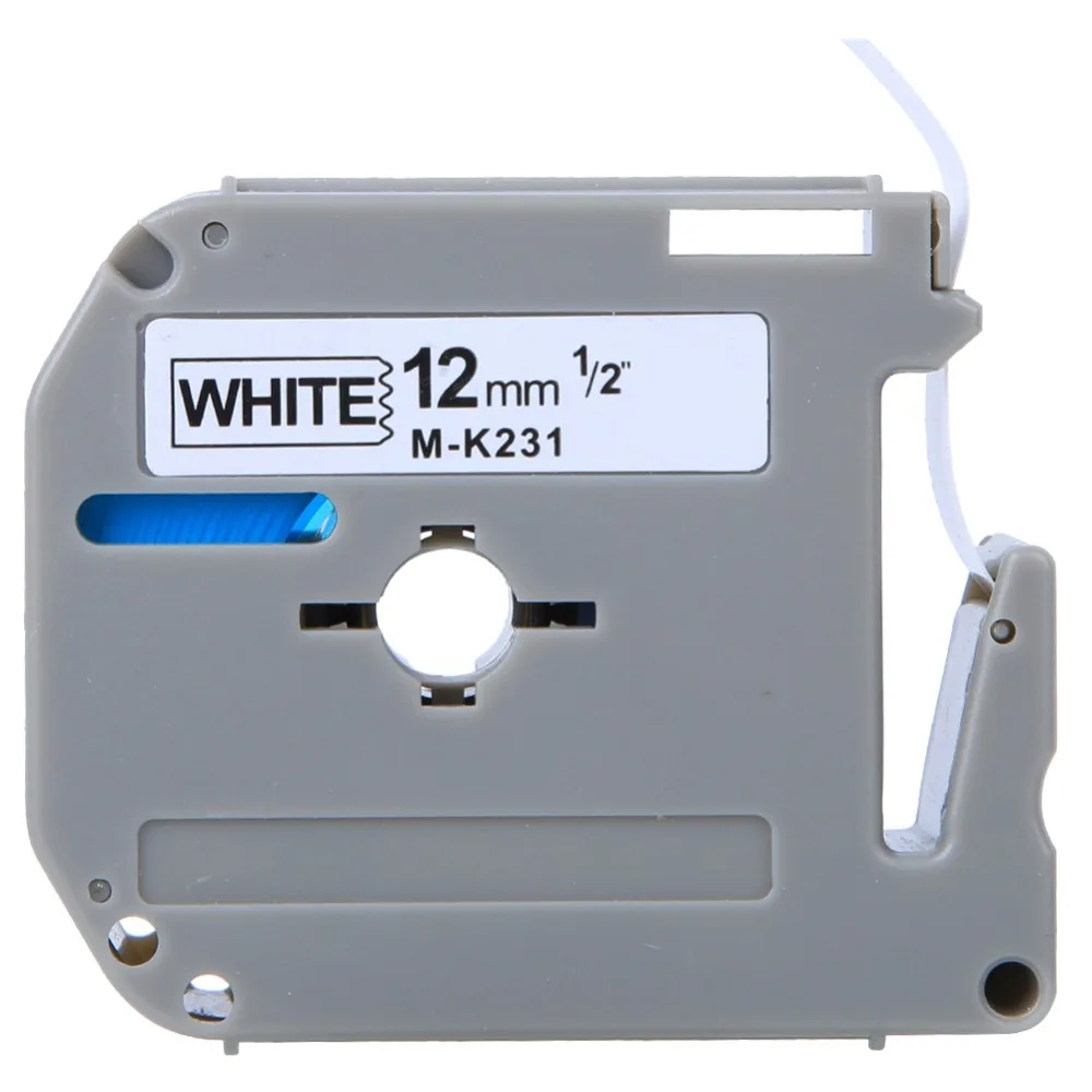 12mm Label Tape M-K231 Black Letter and White Base 12mm Label Tape PET 8m Length for Label Printer PT-65/80/90