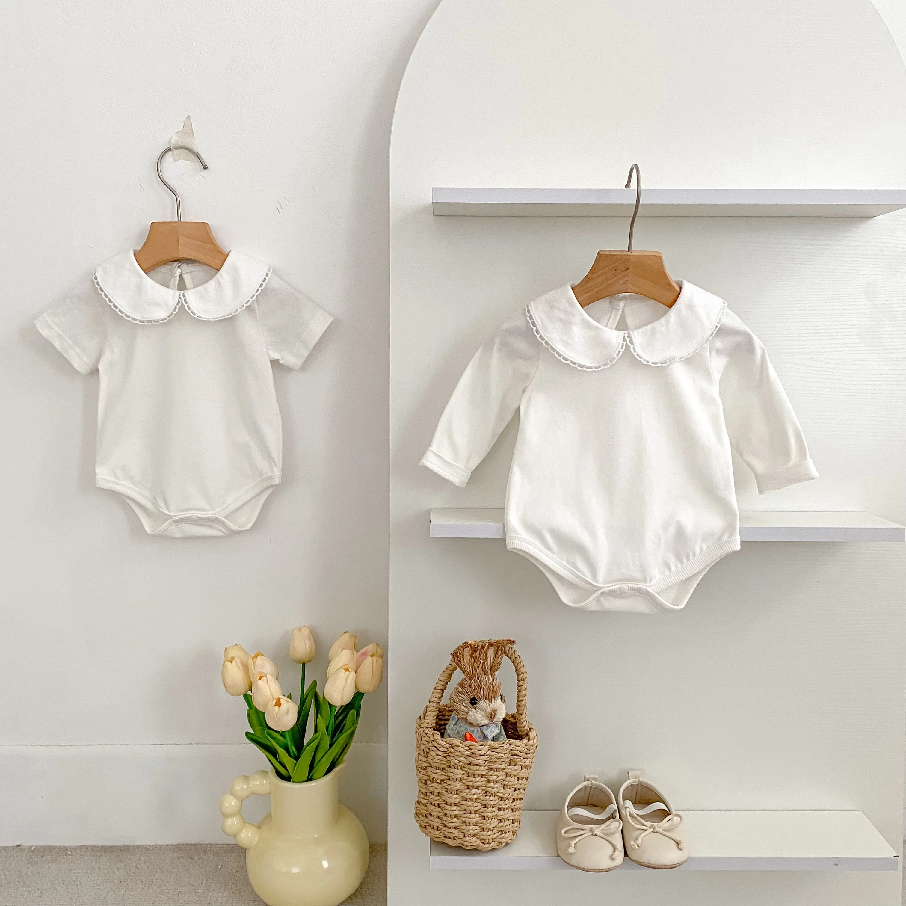 Neue Baby Mädchen Strampler Baby Mädchen Kleidung Kleinkind Neue Kragen Strampler Frühling Baumwolle Weiß Infant Baby Mädchen Overall Säuglings Kleidung – Detail 28