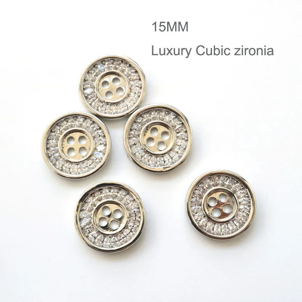 5pc/lot DIY Luxury crystal buttons Cubic zirconia button for coat shirts Decorative CZ sewing buttons for cashmere Knit cardigan