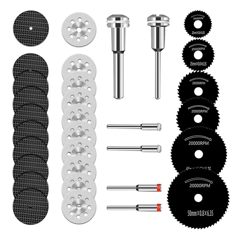 

ABZV-Cutting Wheel Set HSS Circular Saw Blades, Resin Discs& 545 Diamond Wheels- For Dremel-Rotary Tool