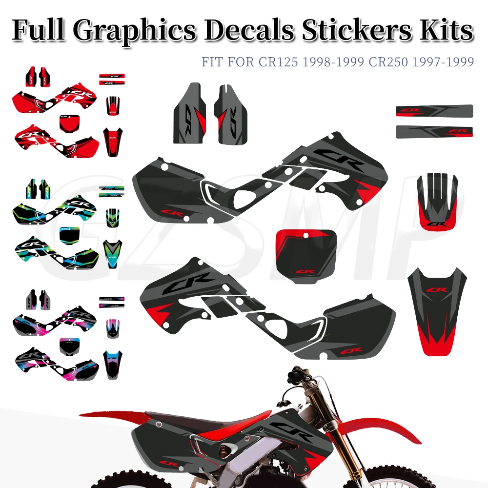 

Motocross Deco Graphics Background Decals Stickers Kits Fit for Honda CR125R 1998-1999 CR250R 1997-1999