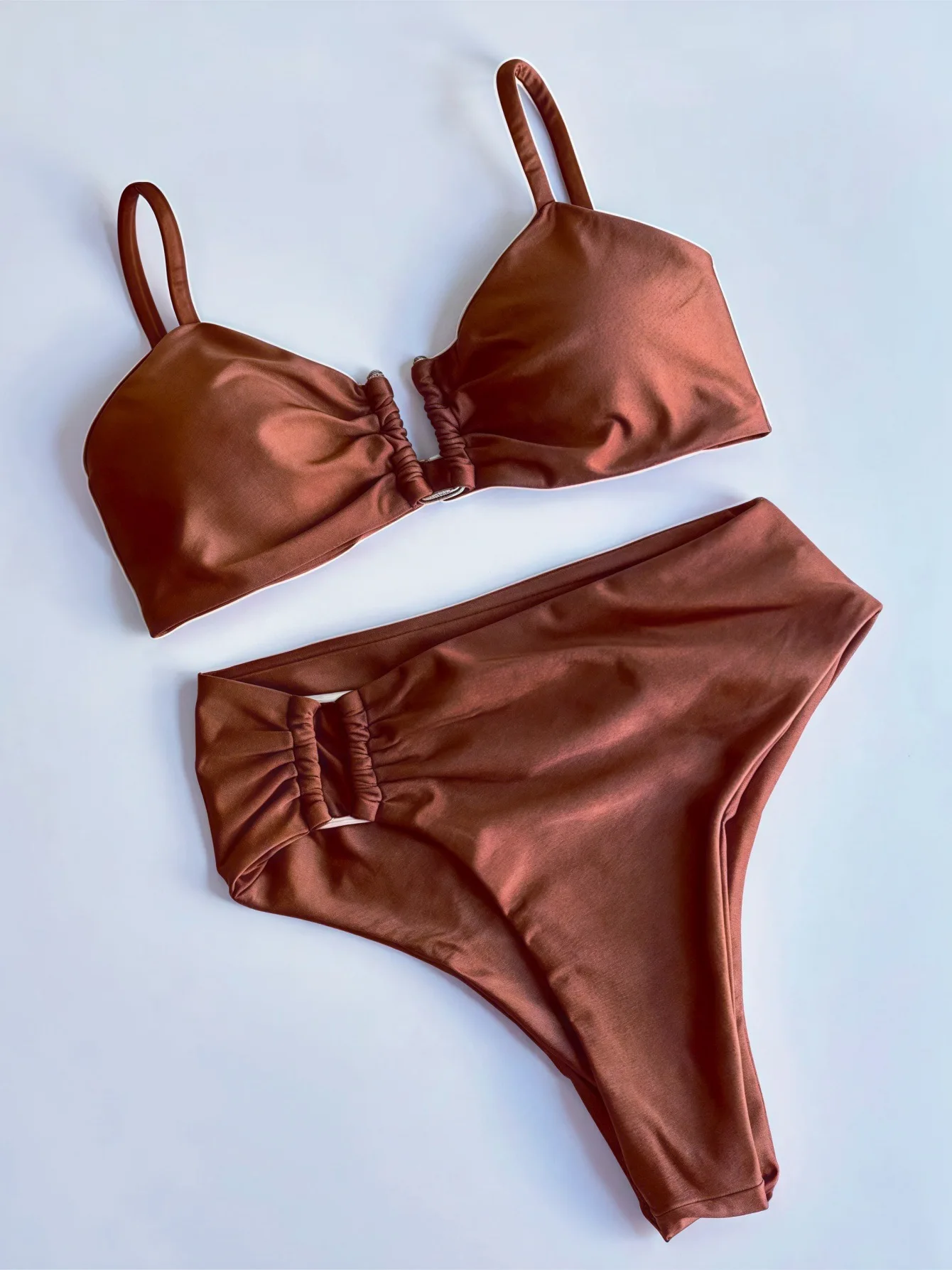 

4 Colors V Shaped Padded Female Swimsuit High Waist Bikini Women Swimwear Two-pieces Bikini set Bather Bathing Suit Swim Lady