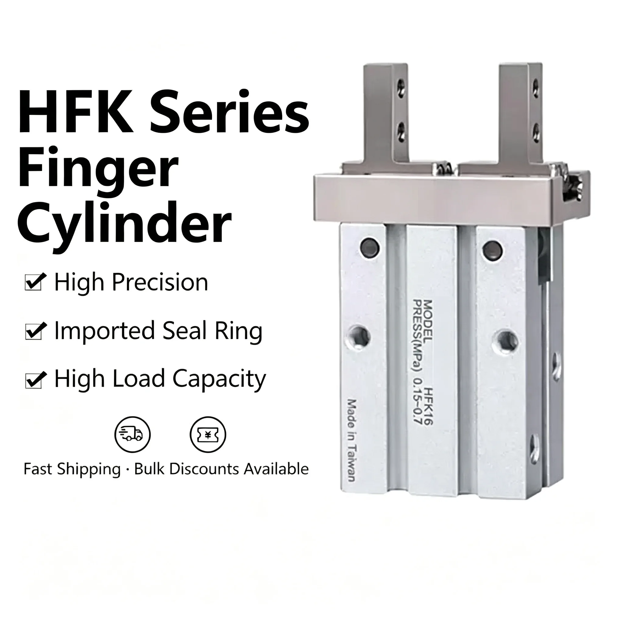 HFK Pneumatic Air Gripper Parallel Style Double Acting Cylinder HFK10 HFK16 HFK20 HFK25 HFK32 HFK40Cylinder for Industrial Use