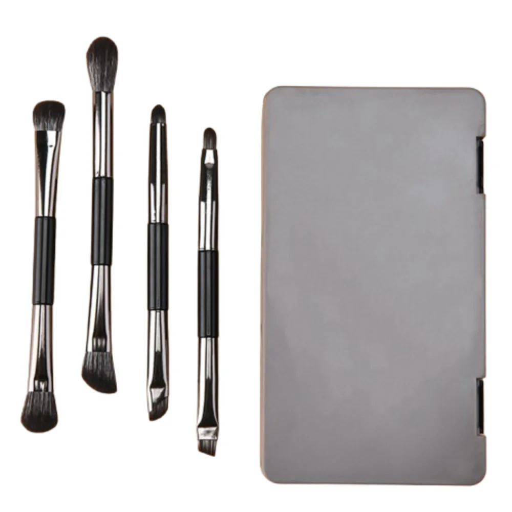 Double-ended Eyeshadow Brushes Set Eyeliner Brushes Eyebrow Pencil Travel Makeup Brush Set Soft with Storage Box and Mirror