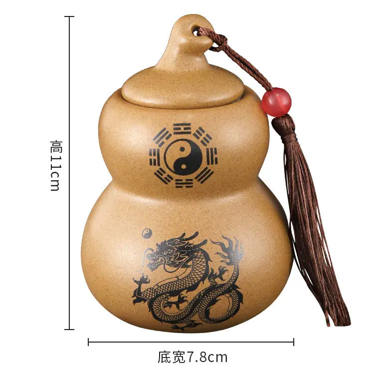 Chinese Style Clay Gourd Shaped Fire Dragon Repellent Jar Feng Shui Lucky Ornament Traditional Home Kitchen Decor Auspicious Hou