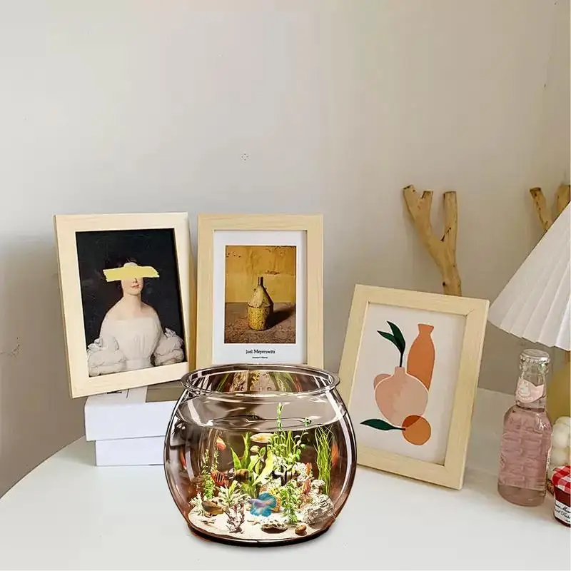 Transparent Round Ornamental Fish Tank Portable Goldfishes Small Fish Bowl Pet PET Lightweight Desk Aquarium Home Decoration - Image 3