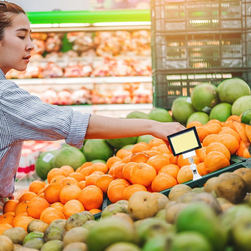 

7Pcs Acrylic Clip-in Ad Holder 360 Rotatable Display Stand for Price Tags Labels Sign Merchandise Rack Table Shelf Monitor