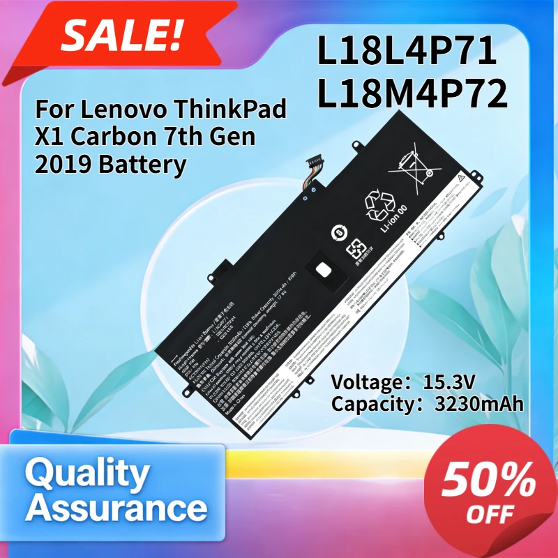 

L18M4P72 L18C4P71 3230mAh High Quality Laptop Battery Compatible with Lenovo ThinkPad X1 Carbon 7th Gen 2019